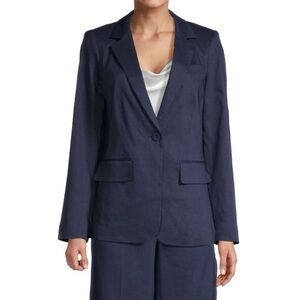 Kobi Halperin Cherrie Navy Linen Blend Women’s Blazer - Size XL